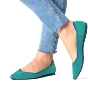 Rothy's The Point Aquamarine Blue Washable Knit Ballet Retired Flats Rare Size 7